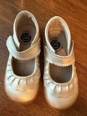 Livie & Luca Metallic Gold Mary Janes with Fringe Strap